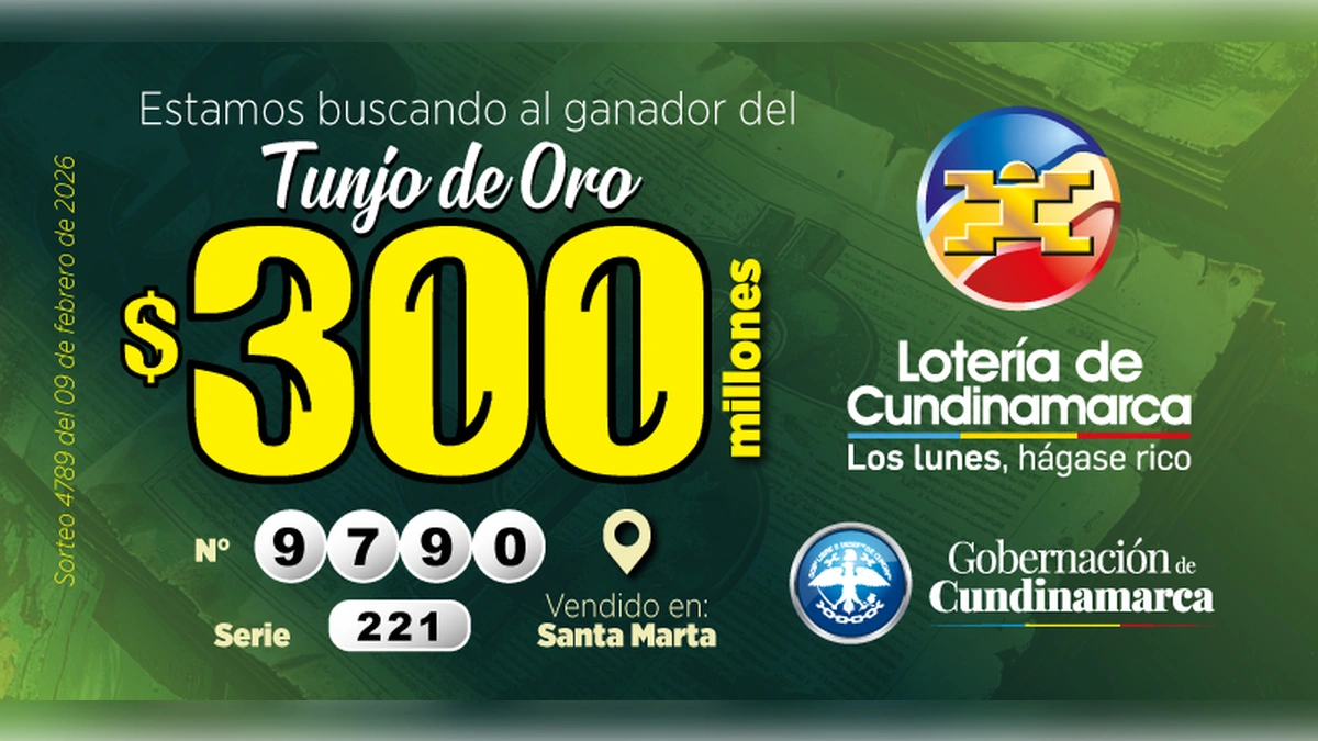 Loteria de Cundinamarca: Tunjo de Oro cayó en Santa Marta y dejó un nuevo millonario con $300 millones